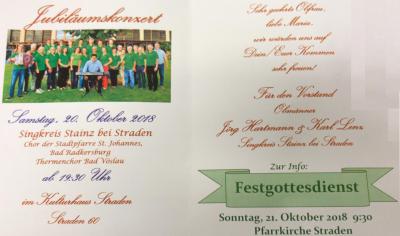 Konzerteinladung: 20 Jahre Singkreis Stainz